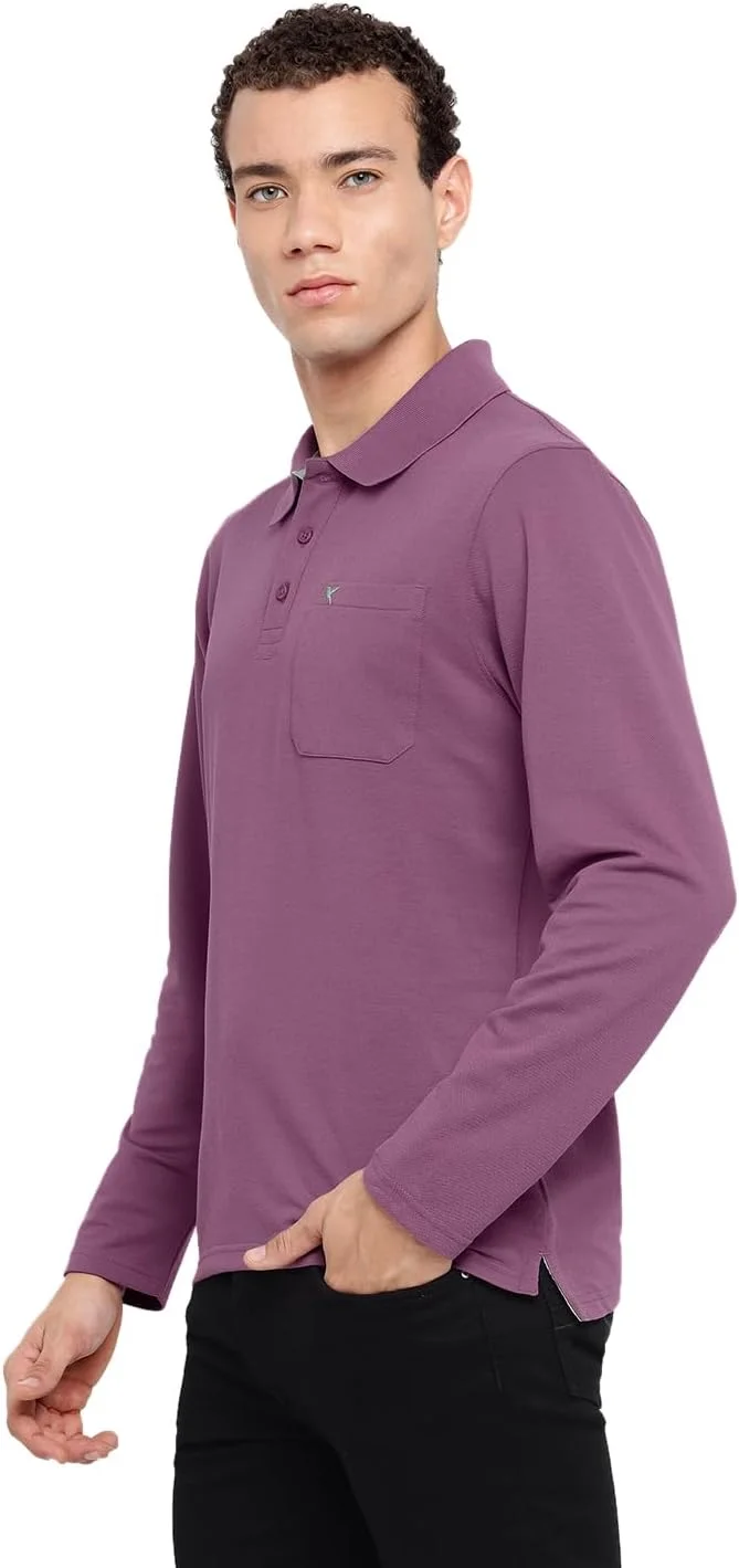 تی‌شرت آستین بلند مردانه دنیکلو، یقه پولو، برش معمولی، پنبه پلی‌استر پیکه‌، شسته شده با مواد طبیعی