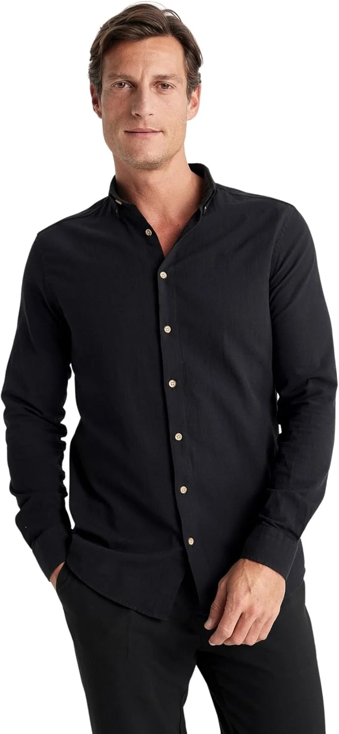 DeFacto مردانه، مدل مدرن، یقه پولو، آستین بلند، تاپ بافت، پیراهن آستین بلند T6284AZ DeFacto مردانه، مدل مدرن، یقه پولو، آستین بلند، تاپ بافت، پیراهن آستین بلند T6284AZ