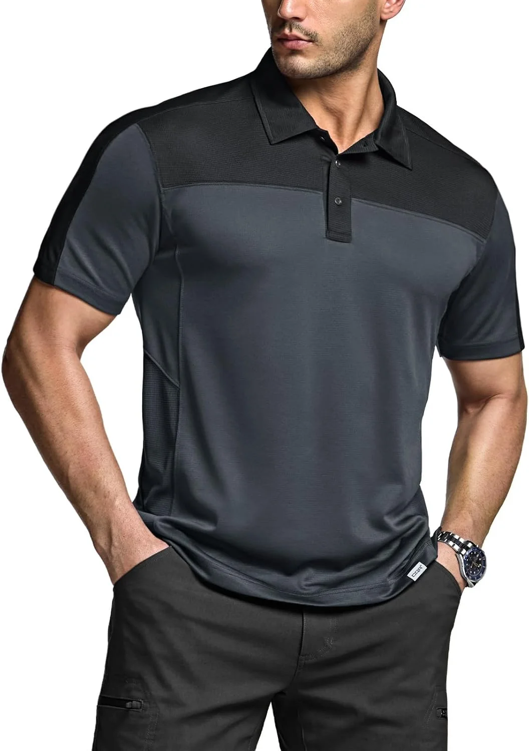 پولوشرت تاکتیکی مردانه CQR، تی‌شرت عملکردی سریع خشک‌شونده UPF50+ برای گلف و فضای باز