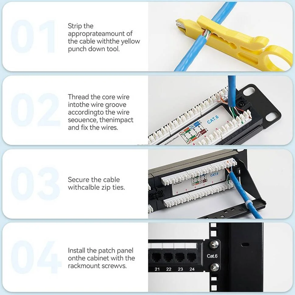 پنل پچ 24 پورت Cat6 بدون شیلد Vention، اترنت گیگابیتی، اتصالات با روکش طلا، مطابق با استانداردهای T568A و T568B، مدیریت کابل، مشکی | KGCB0