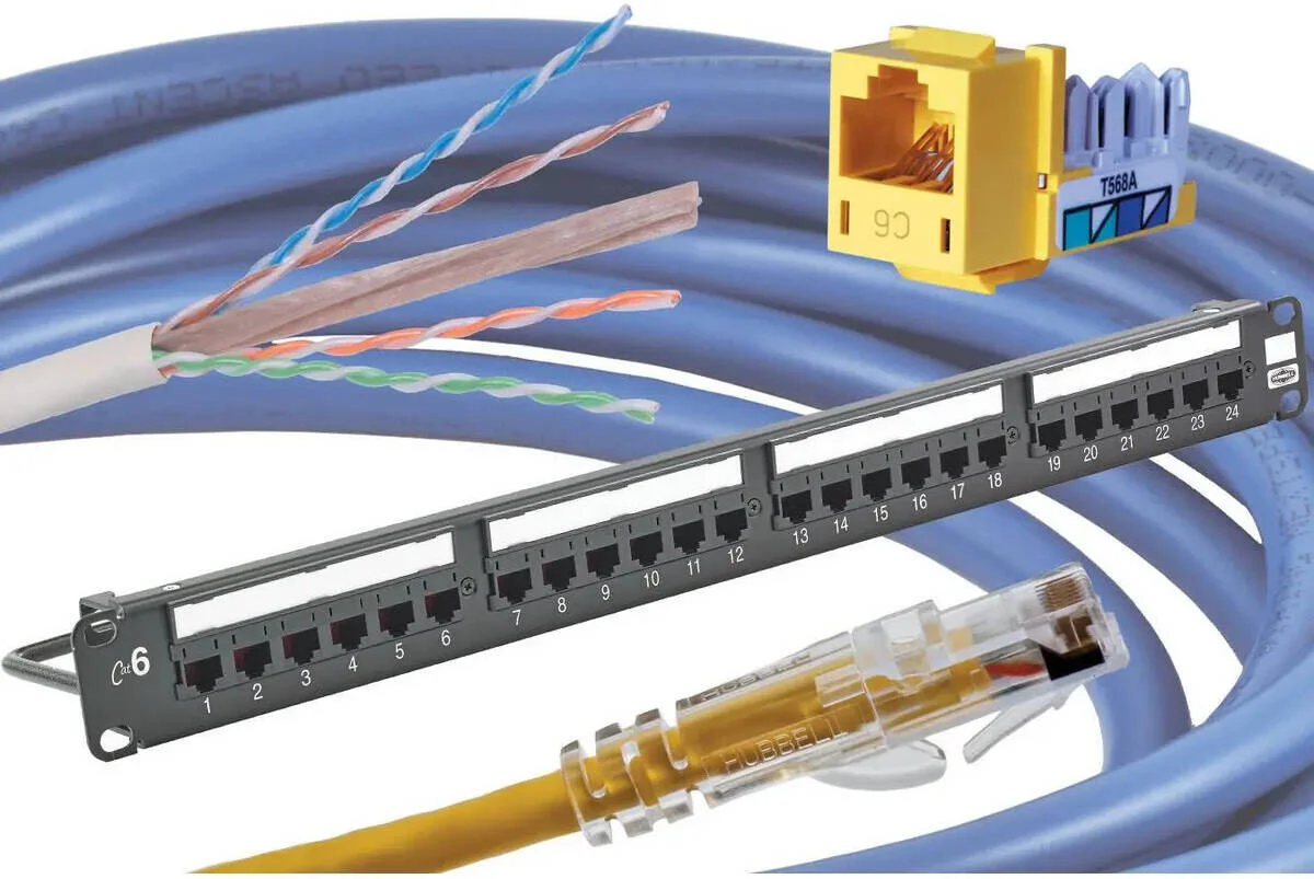 پنل پچ HP6A24U جنریک 24 پورت CAT6A سرعت بالا UTP 1U مشکی Hubbell | HP6A24U