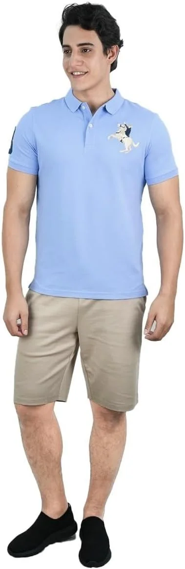 پولوشرت آستین کوتاه مردانه نخی با برش اسلیم فیت