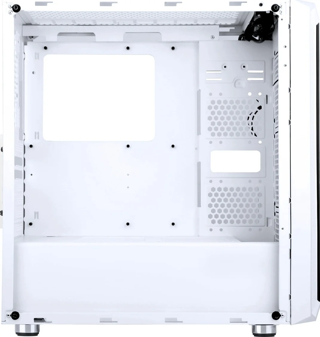 کیس کامپیوتر Abkon Core H301G Sync، طراحی مشبک + پنل جلویی شیشه ای - پنل سمت چپ شیشه حرارت دیده مشکی - USB3.0*1 + USB1.1*2، HD Audio White - RGB | H301G