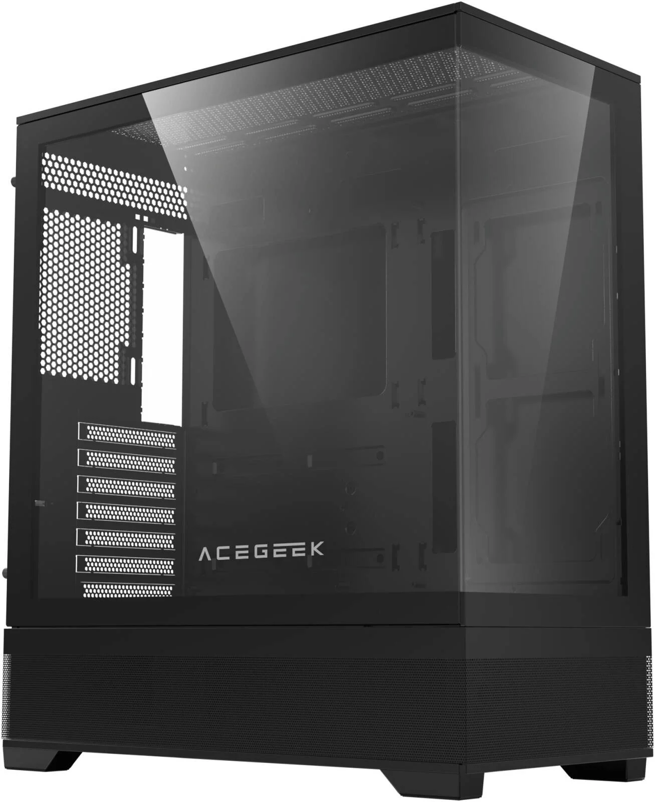 کیس کامپیوتر AceGeek Cruiser L460، پشتیبانی از رادیاتور 360 میلی‌متری و 9 فن، شیشه حرارت دیده 0.7 میلی‌متری و جنس SPCC، پورت‌های USB 3.0، USB 2.0، Type-C، HD Audio I/O، مشکی | AC-CRUISER-L460-BK