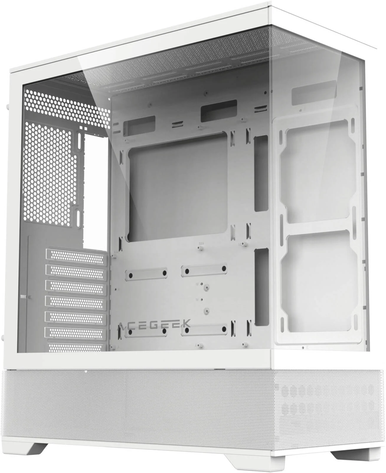 کیس کامپیوتر AceGeek Cruiser L460، پشتیبانی از رادیاتور 360 میلی‌متری و 9 فن، شیشه حرارت دیده 0.7 میلی‌متری و جنس SPCC، پورت‌های USB 3.0، USB 2.0، Type-C، HD Audio I/O، سفید | AC-CRUISER-L460-WH