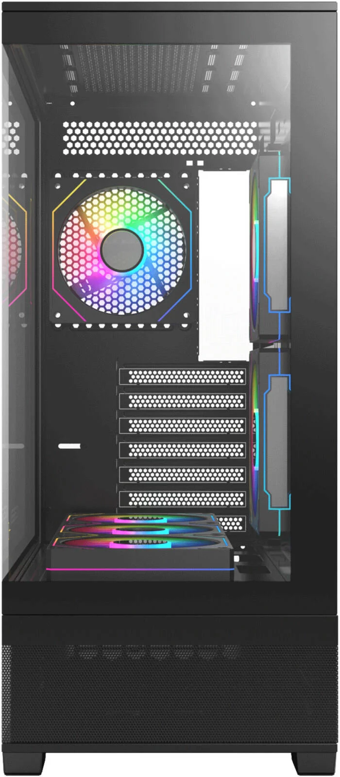 کیس کامپیوتر AceGeek Cruiser L460، پشتیبانی از رادیاتور 360 میلی‌متری و 9 فن، شیشه حرارت دیده 0.7 میلی‌متری و جنس SPCC، پورت‌های USB 3.0، USB 2.0، Type-C، HD Audio I/O، مشکی | AC-CRUISER-L460-BK