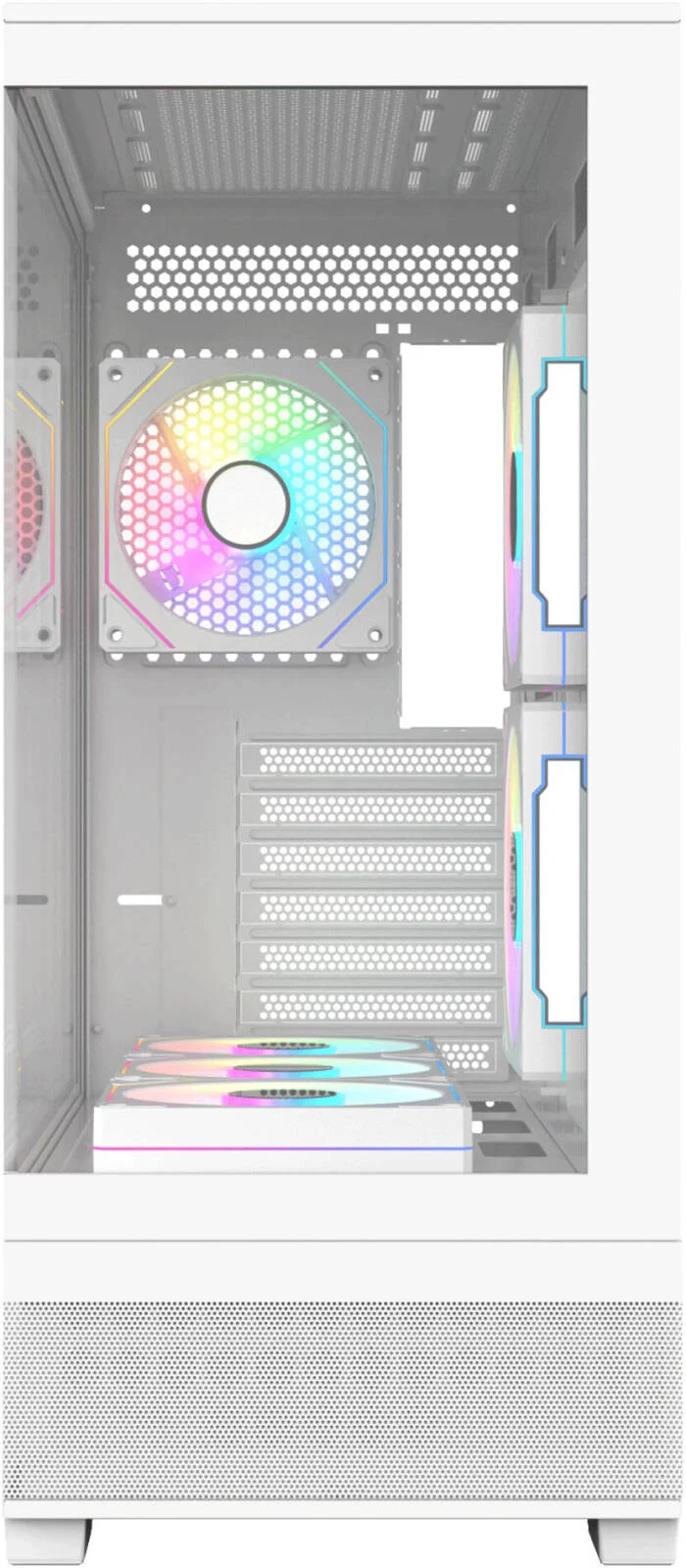 کیس کامپیوتر AceGeek Cruiser L460، پشتیبانی از رادیاتور 360 میلی‌متری و 9 فن، شیشه حرارت دیده 0.7 میلی‌متری و جنس SPCC، پورت‌های USB 3.0، USB 2.0، Type-C، HD Audio I/O، سفید | AC-CRUISER-L460-WH