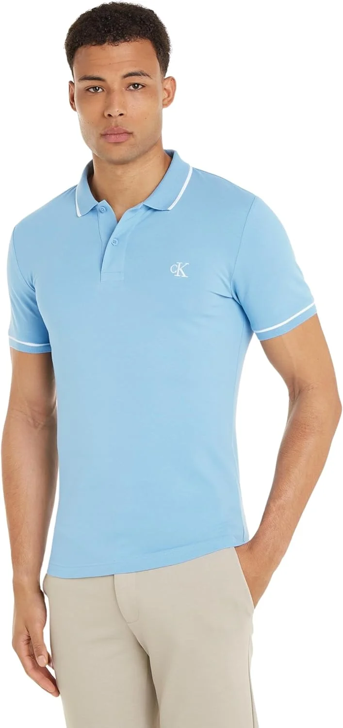 پولوشرت مردانه اسلیم فیت کلوین کلاین مدل TIPPING SLIM POLO PC8 آستین کوتاه