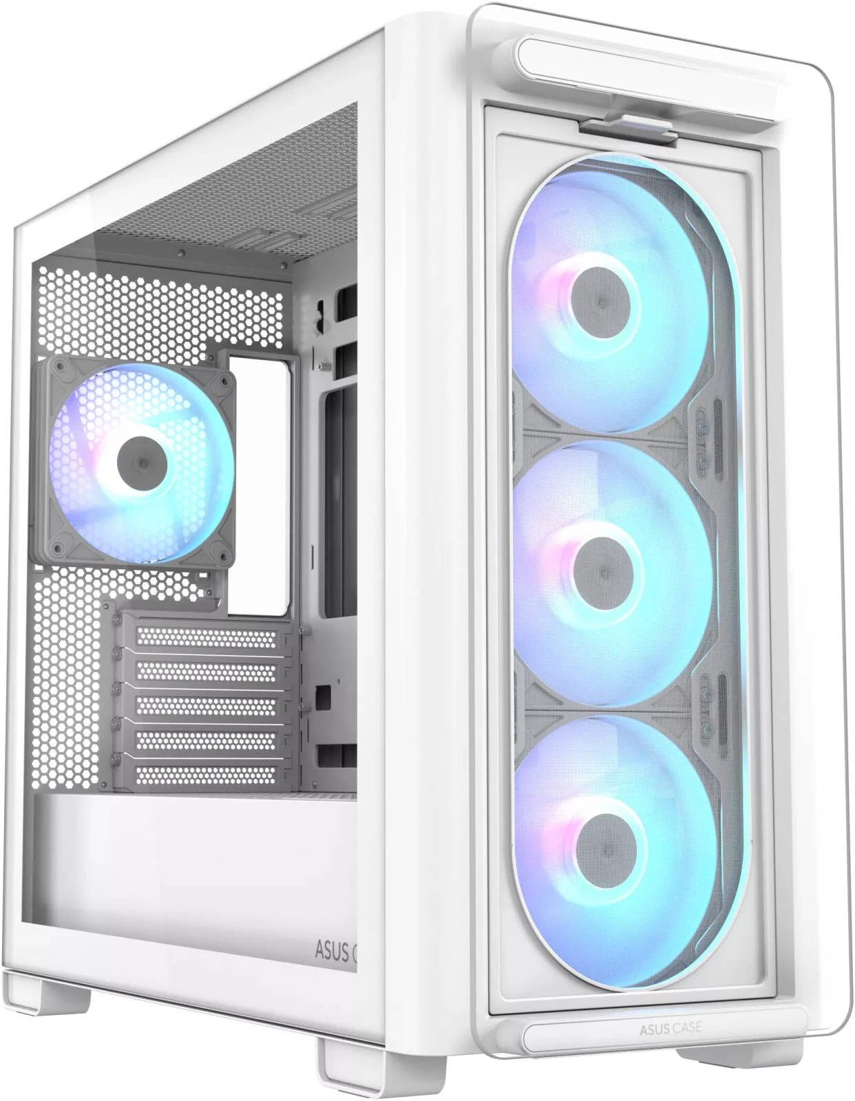 کیس کامپیوتر ایسوس A23 Plus، دارای 4 فن aRGB از پیش نصب شده، پشتیبانی از رادیاتور تا 360 میلی‌متر و 7 فن 120 میلی‌متری، سازگار با کارت گرافیک 380 میلی‌متری، پنل جلویی USB Type-C I/O، سفید | 90DC00K3-B19010