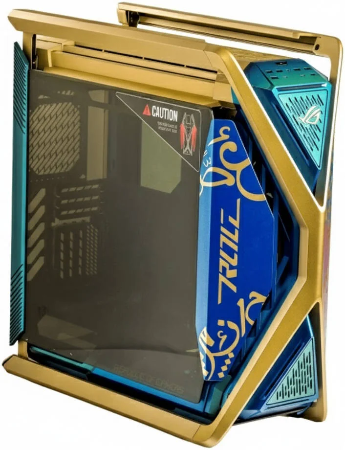 کیس کامپیوتر ASUS ROG Hyperion GR701 E-ATX نسخه Dhahab، پنل های جانبی شیشه ای حرارت دیده، پشتیبانی از رادیاتور دوگانه تا 420 میلی متر، 4 عدد فن 140 میلی متری، نگهدارنده فلزی کارت گرافیک، هاب فن ARGB، شارژ سریع 60 واتی | 90DC00F0-B39000