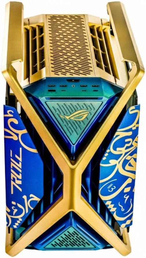 کیس کامپیوتر ASUS ROG Hyperion GR701 E-ATX نسخه Dhahab، پنل های جانبی شیشه ای حرارت دیده، پشتیبانی از رادیاتور دوگانه تا 420 میلی متر، 4 عدد فن 140 میلی متری، نگهدارنده فلزی کارت گرافیک، هاب فن ARGB، شارژ سریع 60 واتی | 90DC00F0-B39000