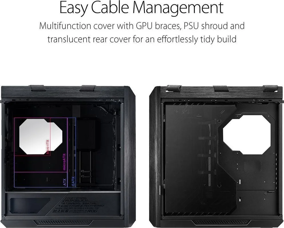 کیس کامپیوتر ASUS ROG Strix Helios GX601 RGB Mid-Tower تا EATX با پنل جلویی USB 3.1، شیشه حرارت دیده دودی، ساختار آلومینیومی و فولادی | 90DC0020-B39000