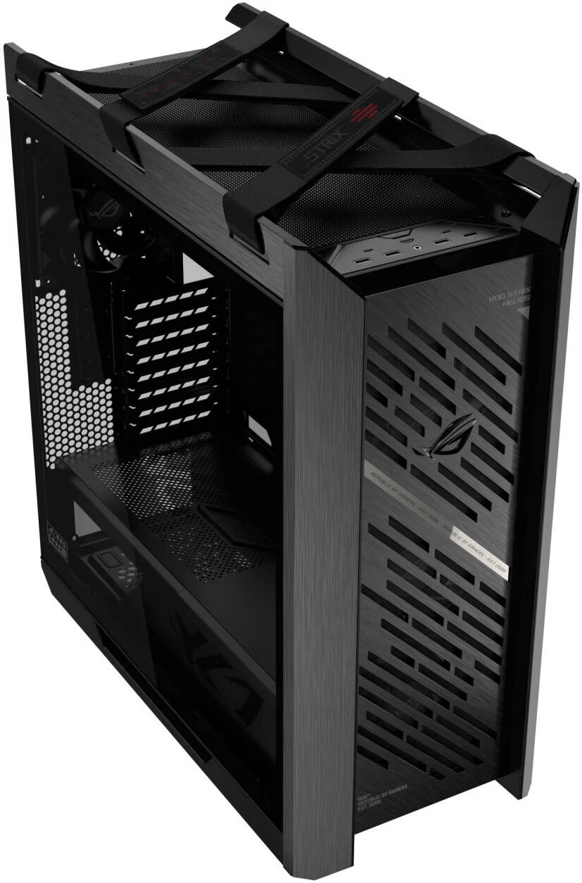 کیس کامپیوتر گیمینگ ASUS Strix Helios II GX601S Mid Tower، دارای 4 فن 140 میلی‌متری از پیش نصب‌شده، پشتیبانی از رادیاتور تا 420 میلی‌متر و 7 فن، USB-C 20Gbps، مدیریت کابل، پوشش PSU، مشکی | 90DC00W0-B39000