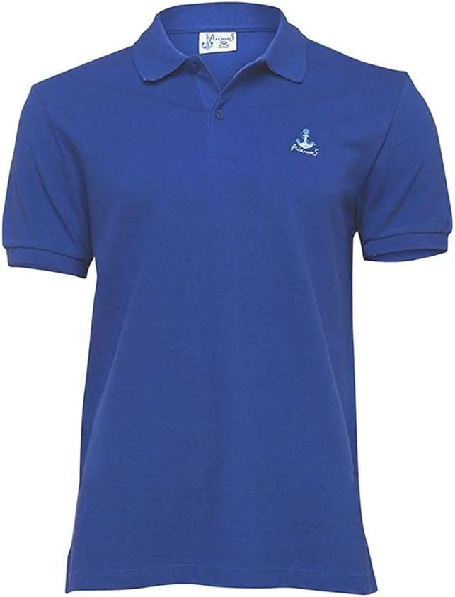 تی‌شرت پولو مردانه بیگ‌دیزاین Anemoss طرح قایق بادبانی آبی، آستین کوتاه، 100% پنبه، سایز L، آبی