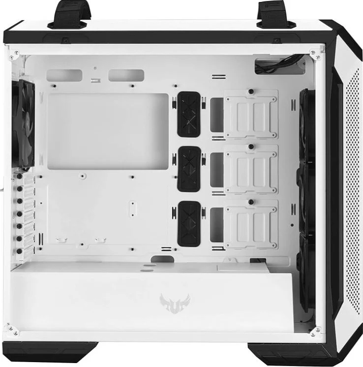 کیس ایسوس TUF Gaming GT501 White Edition با پشتیبانی از مادربرد EATX، پنل جلویی فلزی، فن RGB 120 میلی‌متری، فن PWM 140 میلی‌متری، فضای رزرو شده برای رادیاتور و دستگیره USB 3.1 Gen 1 WT | 90DC0013-B49000