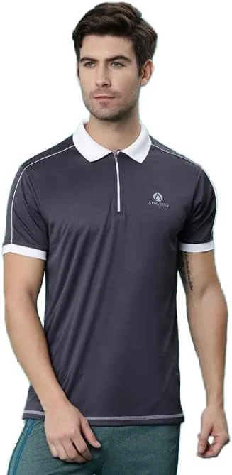 پولوشرت آستین کوتاه مردانه طوسی یقه پولو - Xxl