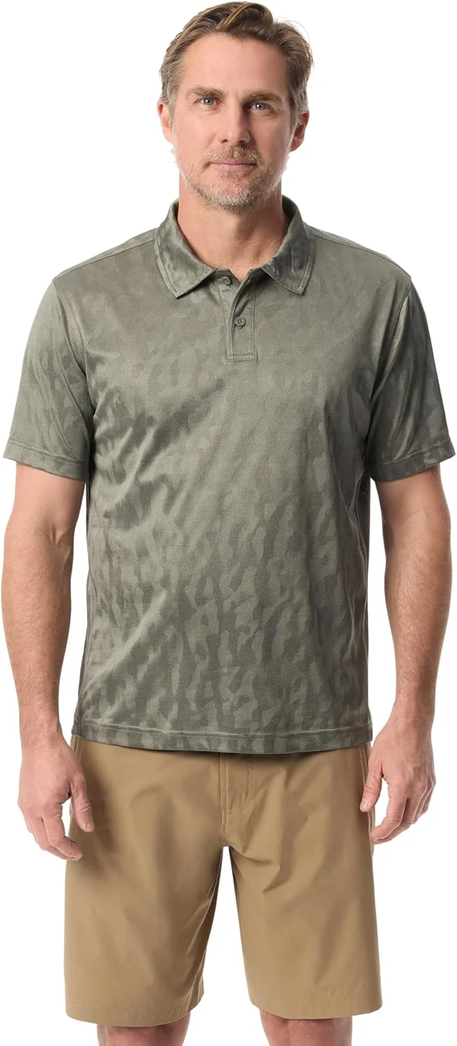 پولوشرت آستین کوتاه مردانه بافت دار BASS OUTDOOR با دکمه، مدل استاندارد