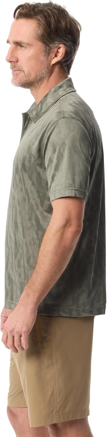 پولوشرت آستین کوتاه مردانه بافت دار BASS OUTDOOR با دکمه، مدل استاندارد