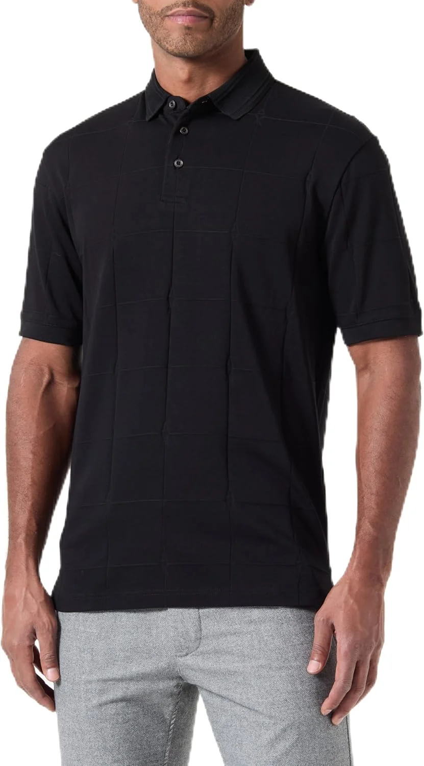 پولوشرت مردانه آرمانی اکسچنج طرح شبکه ای، پایدار، با لوگوی تماما هماهنگ