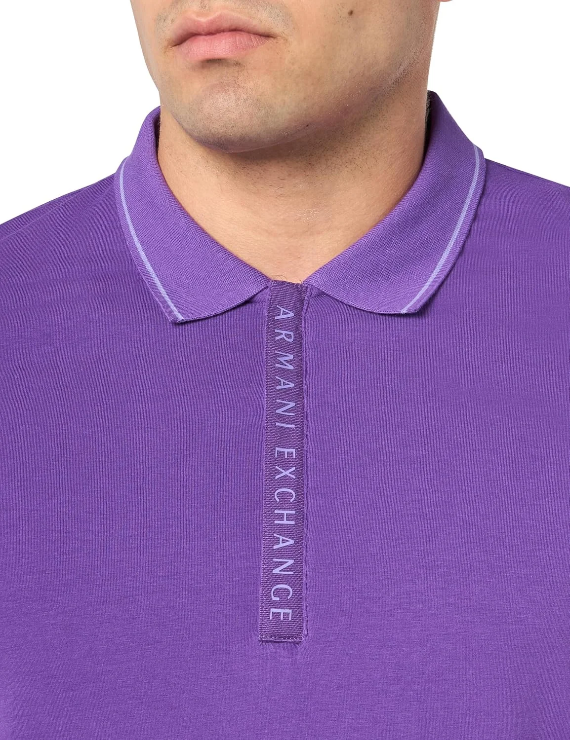 پولوشرت مردانه آستین کوتاه آرمانی اکسچنج با زیپ و لوگو