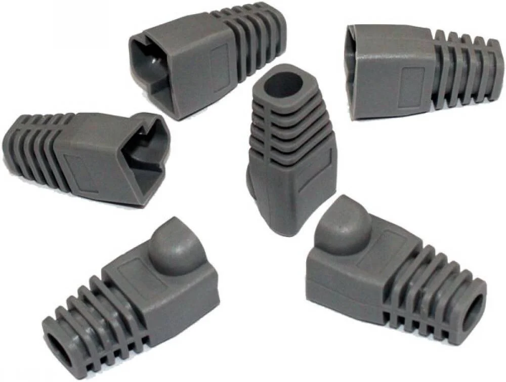 سرسیم و روکش RJ45 تاراذهین، بسته 30 عددی، سرسیم کریستالی ماژولار Cat6 با روکش محافظ کابل شبکه، 30 روکش طوسی + 30 سرسیم RJ45، مطمئن و بادوام | TRJ45-BP-30