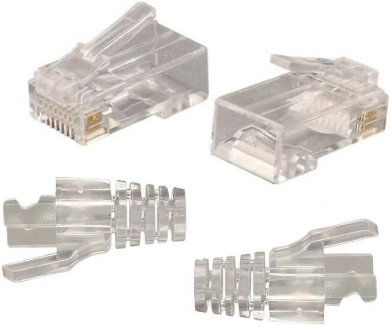 بوت و پلاگ RJ45 تاراذهین، بسته 500 عددی، پلاگ کریستال ماژولار Cat6 با روکش محافظ کابل شبکه اترنت، 500 بوت خاکستری + 500 پلاگ اتصال RJ45، مطمئن و بادوام | TRJ45-BP-500