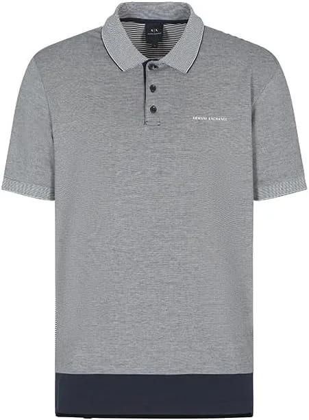 پولوشرت آستین کوتاه مردانه آرمانی اکسچنج با راه راه های افقی و لوگوی جانبی