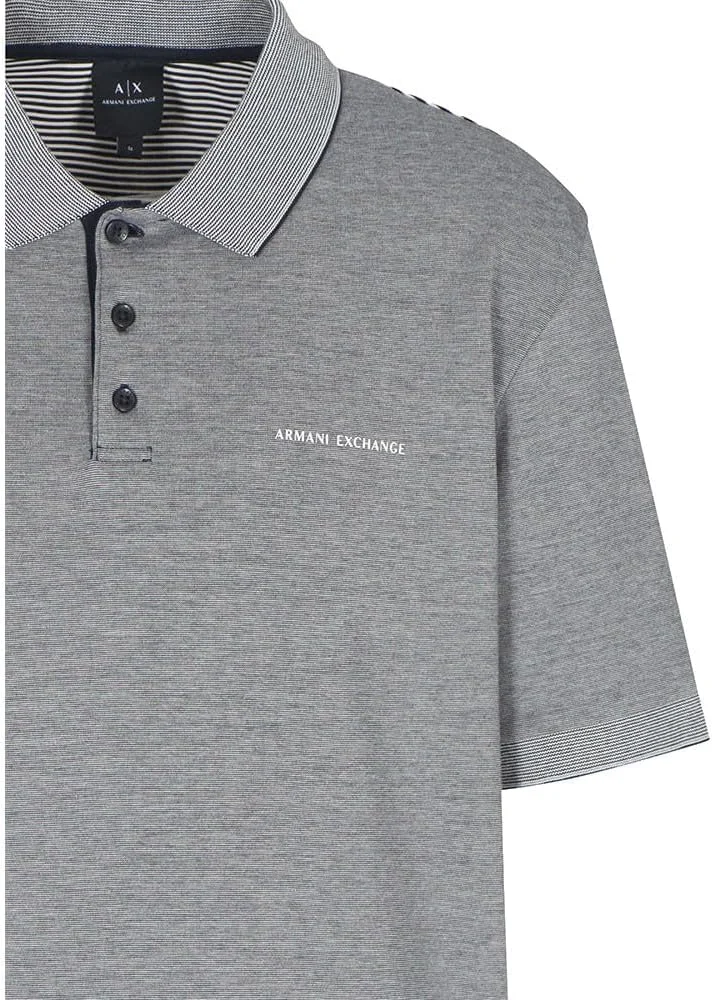 پولوشرت آستین کوتاه مردانه آرمانی اکسچنج با راه راه های افقی و لوگوی جانبی
