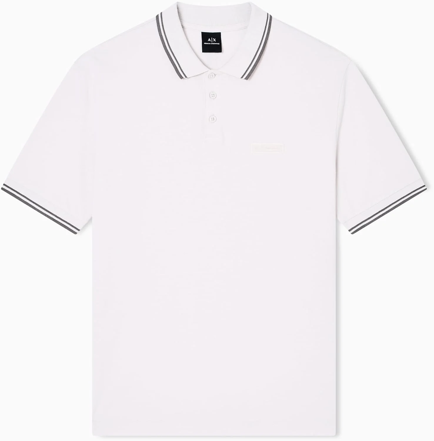 پولوشرت آستین کوتاه مردانه آرمانی اکسچنج با لوگوی جانبی و یقه سه دکمه