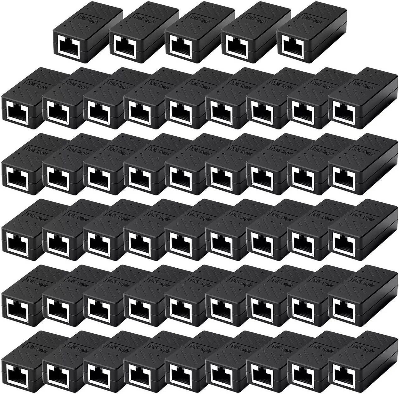 کوپلر RJ45 تاراذهین، بسته 50 عددی، اتصالات خطی اترنت، آداپتور توسعه دهنده شبکه Cat7 Cat6 Cat5e Cat5 برای گسترش کابل های اترنت، اتصال دهنده LAN مادگی به مادگی، مشکی | RJ45 بسته 50 عددی