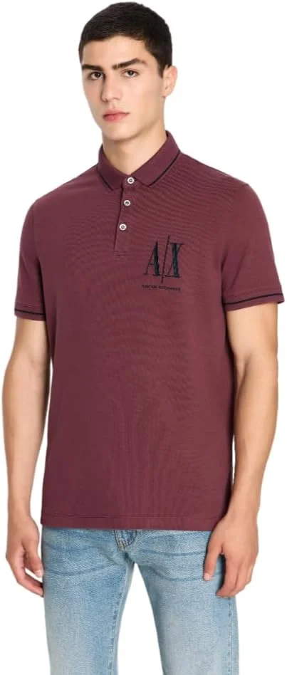 پولوشرت مردانه آرمانی اکسچنج با لوگوی آیکون گلدوزی شده