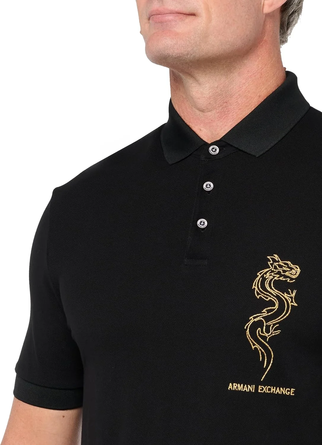 پولوشرت آستین کوتاه مردانه آرمانی اکسچنج، نسخه محدود سال نو قمری، طرح اژدها، مدل مدرن