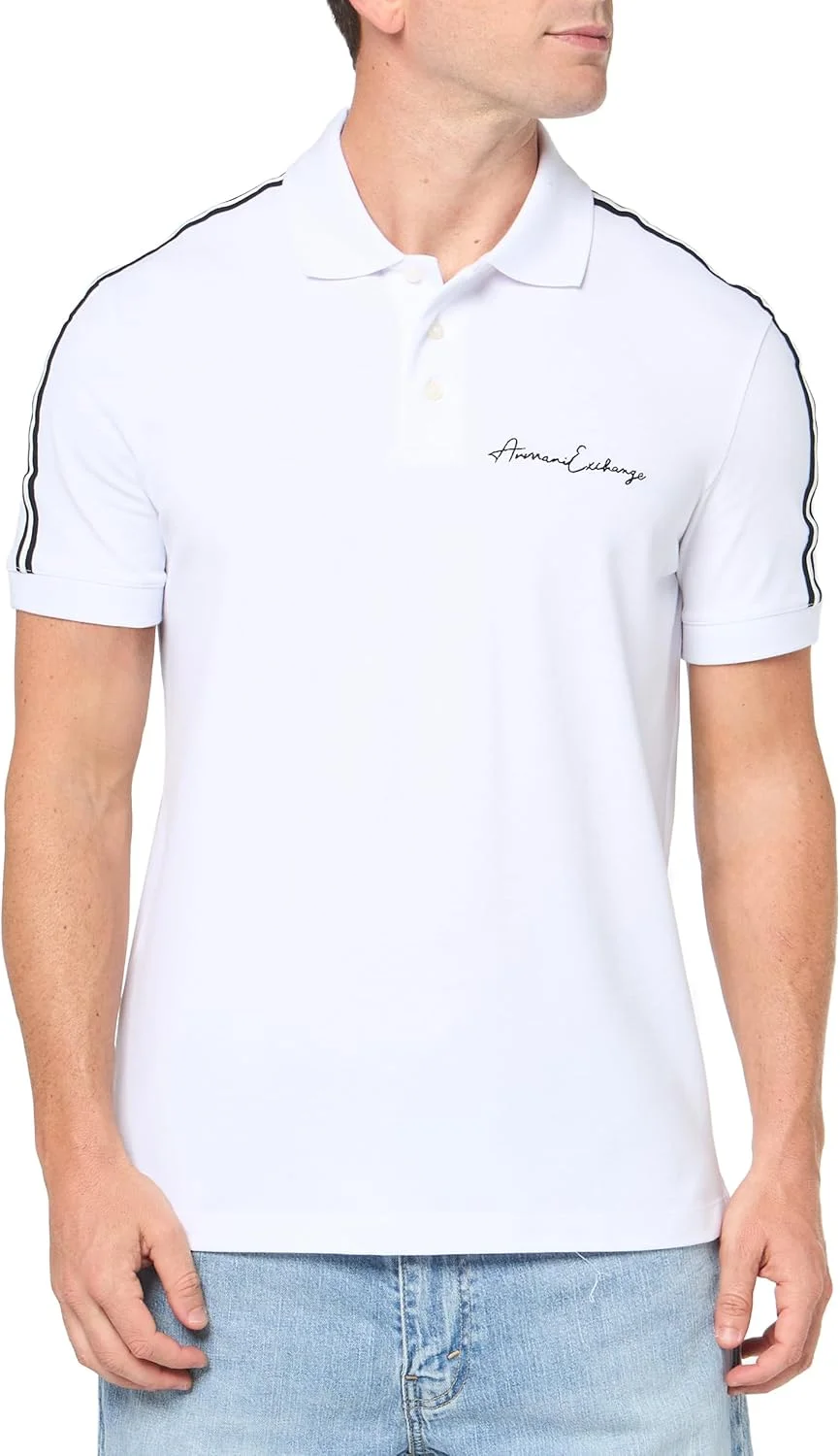 پولوشرت آستین کوتاه مردانه آرمانی اکسچنج با فیت معمولی و لوگوی امضا