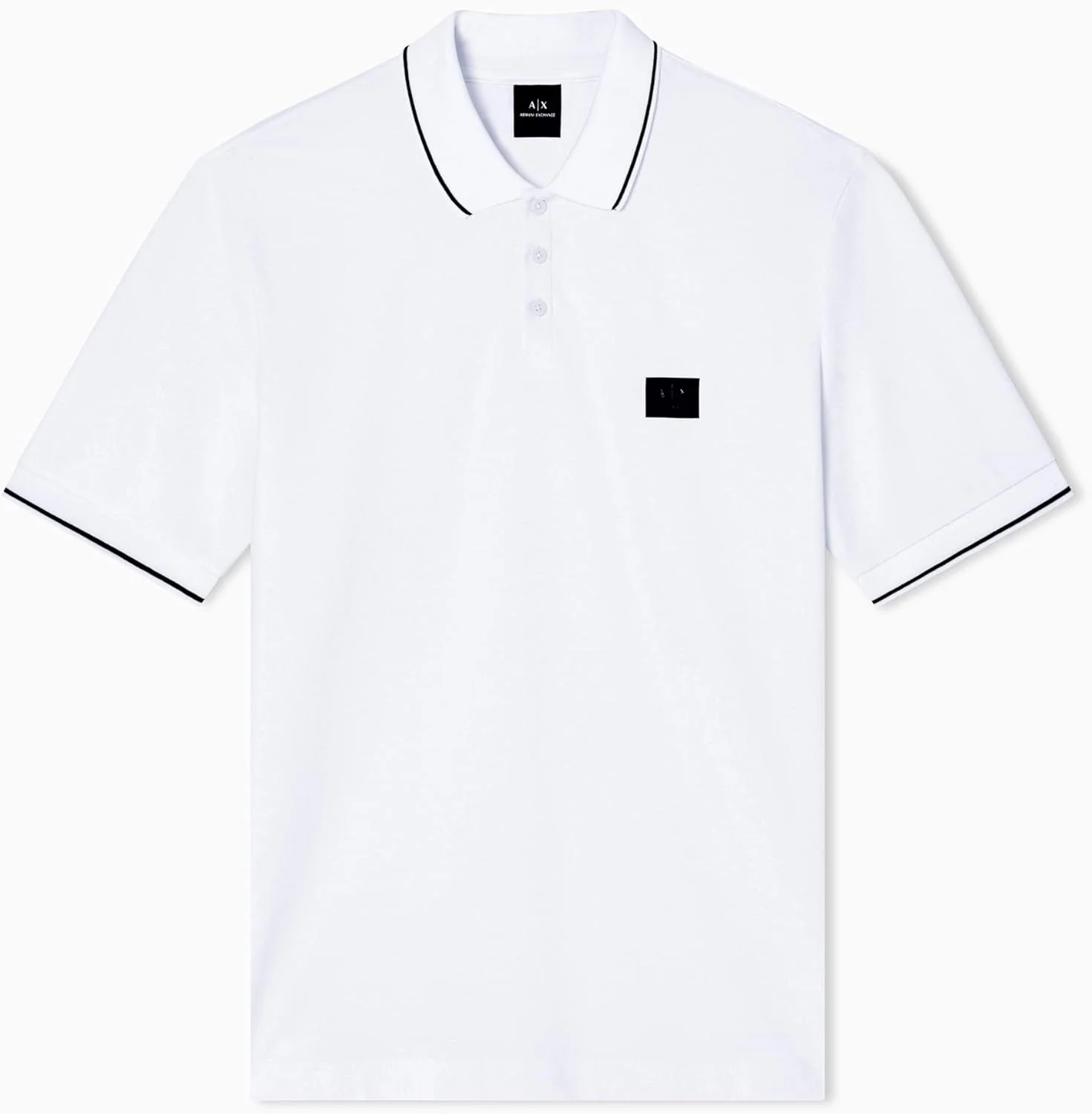 پولوشرت آستین کوتاه مردانه آرمانی اکسچنج با لوگوی جانبی و یقه سه دکمه