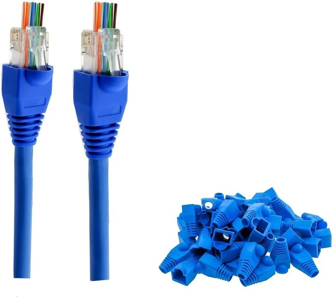 محافظ کابل شبکه RJ45 تاراذهین، بسته 5 عددی، روکش محافظ آبی ملایم برای کابل های شبکه Cat5، Cat5e، Cat6، Cat6e، روکش کانکتور برای افزایش دوام | RJ45-BB-5