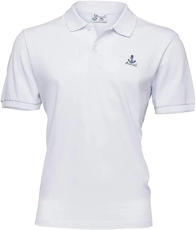 تی شرت پولو مردانه Anemoss طرح لنگر، آستین کوتاه، مناسب گلف و تنیس، 100% پنبه، سایز XL، سفید