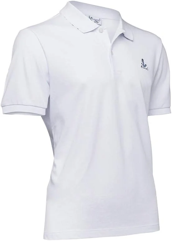تی شرت پولو مردانه Anemoss طرح لنگر، آستین کوتاه، مناسب گلف و تنیس، 100% پنبه، سایز XL، سفید