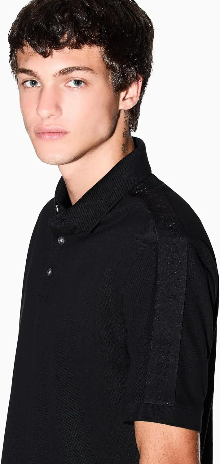 پولوشرت آستین کوتاه مردانه آرمانی اکسچنج با لوگوی نواری