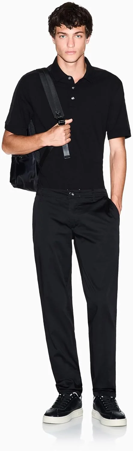 پولوشرت آستین کوتاه مردانه آرمانی اکسچنج با لوگوی نواری