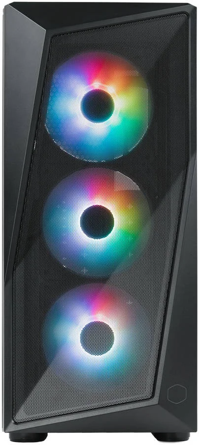 کیس کامپیوتر Cooler Master CMP 520 Mid-Tower ATX، ورودی جلوی مشبک، 3 عدد فن ARGB 120 میلی‌متری، پنل جانبی شیشه‌ای حرارت دیده، پشتیبانی از خنک‌کننده و قطعات متنوع، USB 3.2 / Type-A، مشکی | CP520-KGNN-S00