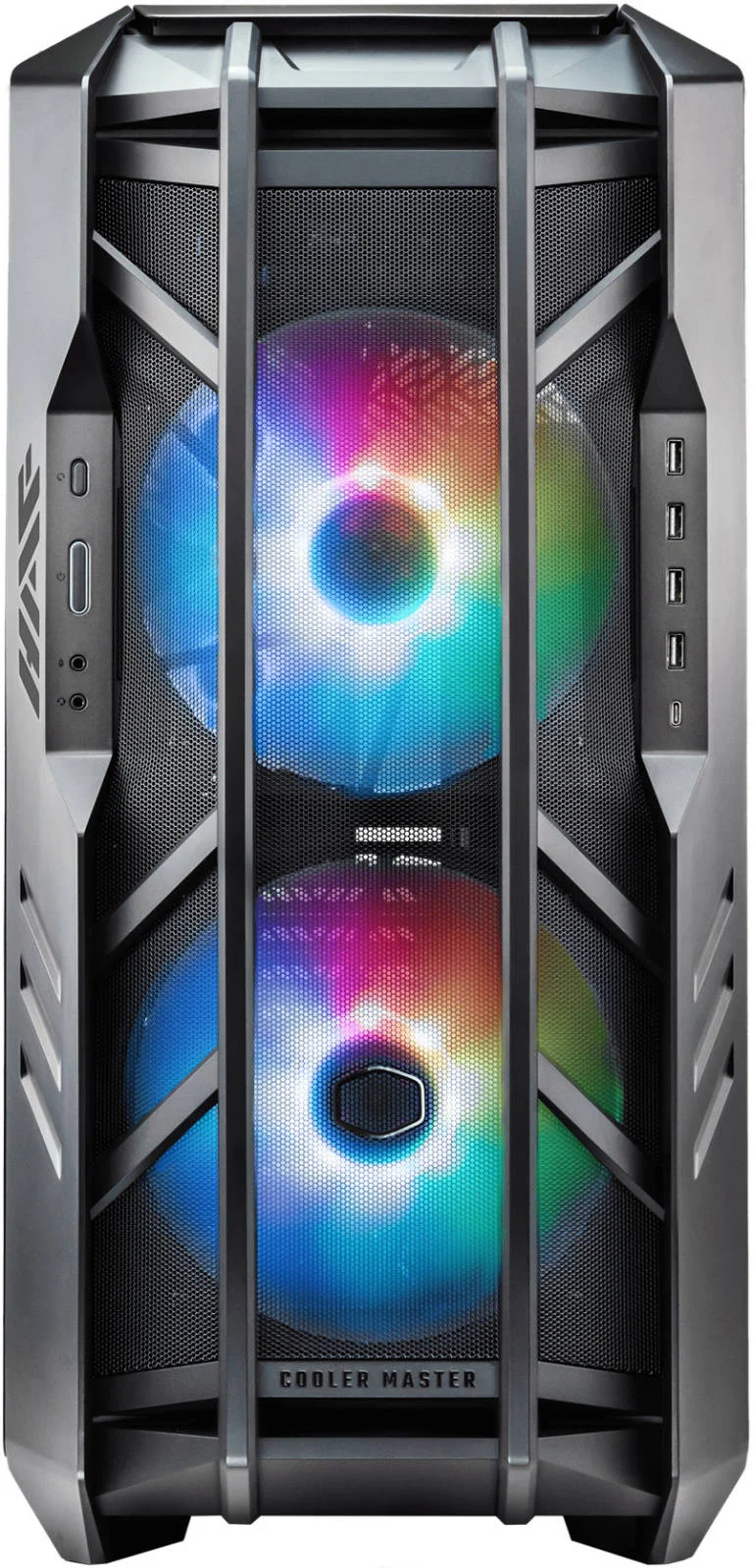 کیس کامپیوتر فول تاور کولر مستر HAF 700، شامل 2 عدد فن 20 سانتی‌متری SickleFlow aRGB و 3 عدد فن 12 سانتی‌متری aRGB، پشتیبانی از رادیاتور تا 480 میلی‌متری و 17 فن، پنل کناری شیشه‌ای حرارت دیده، خاکستری | H700-IGNN-S00