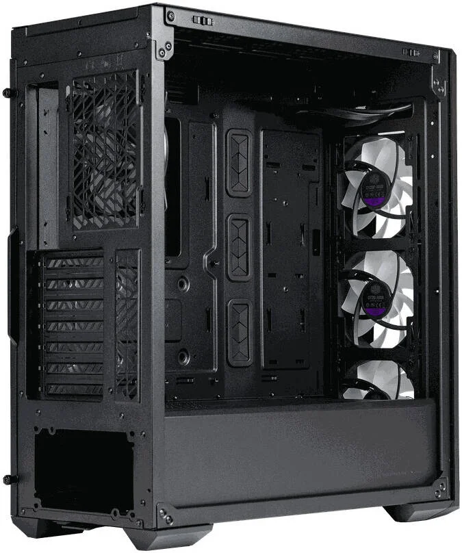 کیس کامپیوتر Cooler Master MasterBox 520 Mesh ARGB ATX، دارای 3 فن از پیش نصب شده CF120 ARGB، پشتیبانی از رادیاتور تا 360 میلی‌متر و 7 فن، پنل کناری شیشه‌ای حرارت دیده، قفس هارد دیسک قابل جابجایی، مشکی | MB520-KGNN-S00