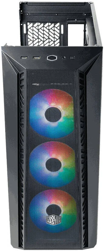 کیس کامپیوتر Cooler Master MasterBox 520 Mesh ARGB ATX، دارای 3 فن از پیش نصب شده CF120 ARGB، پشتیبانی از رادیاتور تا 360 میلی‌متر و 7 فن، پنل کناری شیشه‌ای حرارت دیده، قفس هارد دیسک قابل جابجایی، مشکی | MB520-KGNN-S00