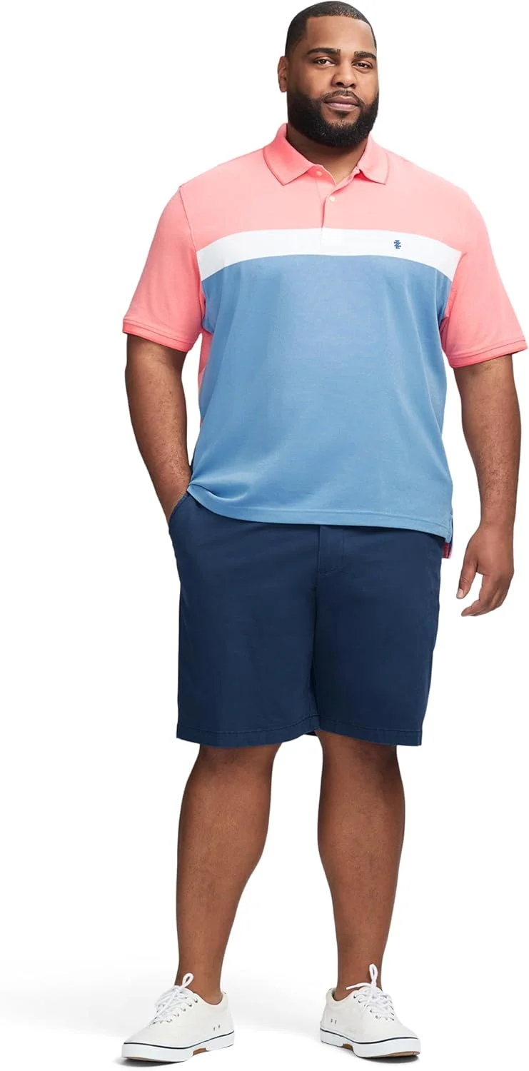 پولوشرت آستین کوتاه راه راه مردانه ایزود، سایز بزرگ و قد بلند، با قابلیت عملکرد برتر