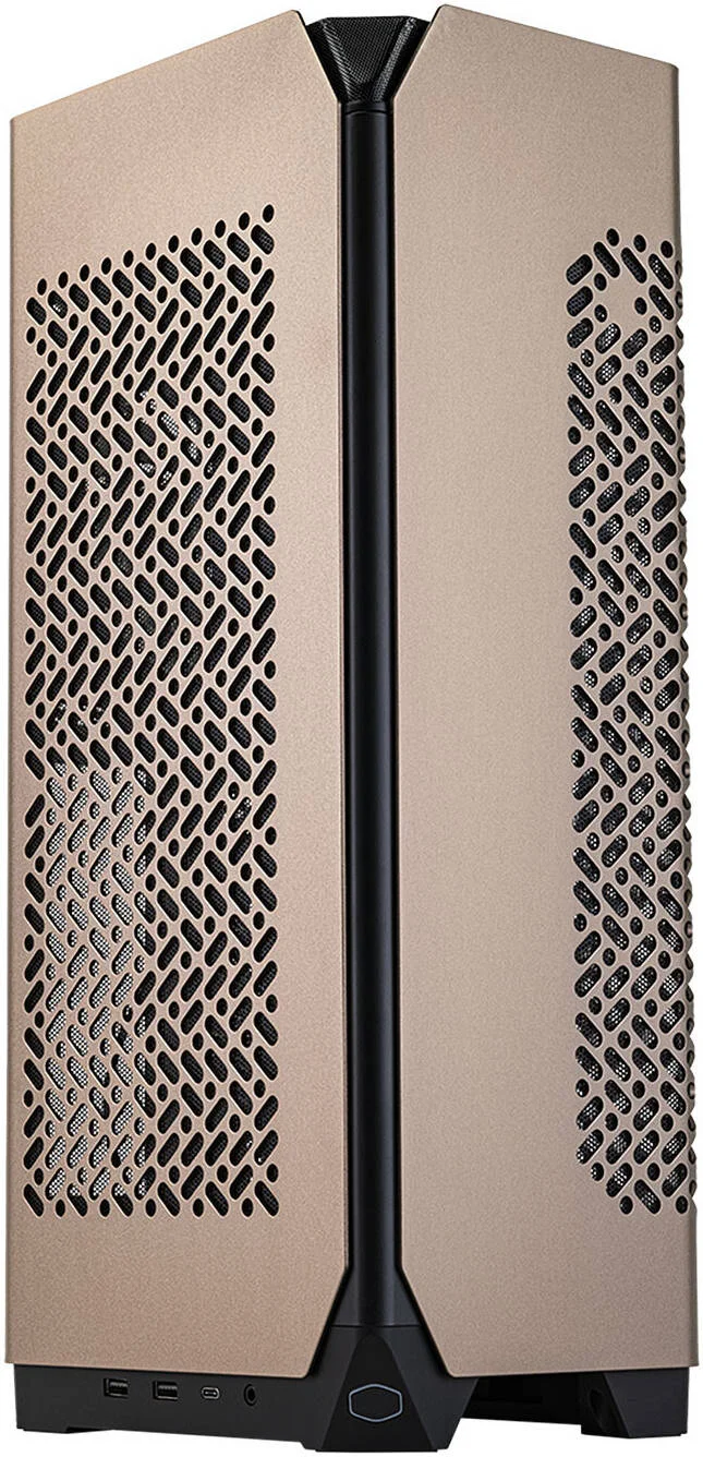 کیس کامپیوتر Mini ITX کولر مستر NCORE 100 MAX، رادیاتور 120 میلی‌متری و منبع تغذیه V SFX Gold 850W ATX 3.0 از پیش نصب شده، 1 عدد فن SickleFlow 120 میلی‌متری از پیش نصب شده، برنزی | NR100-ZNNN85-SL0