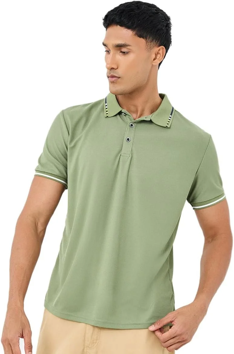 تی شرت پولو مردانه STYLI با فیت معمولی و جزئیات نواری متضاد