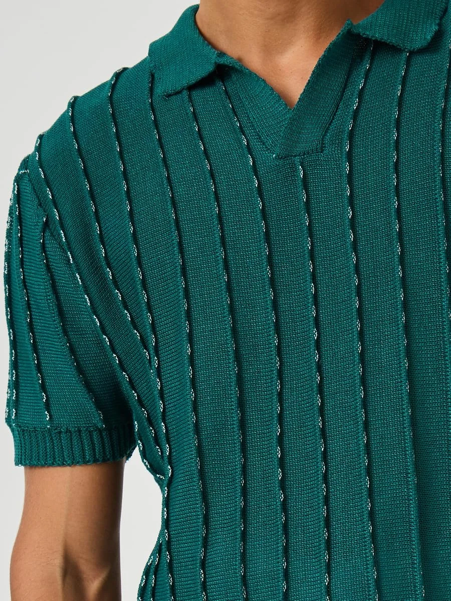 تی شرت پولو مردانه استایلی آستین کوتاه با بافت