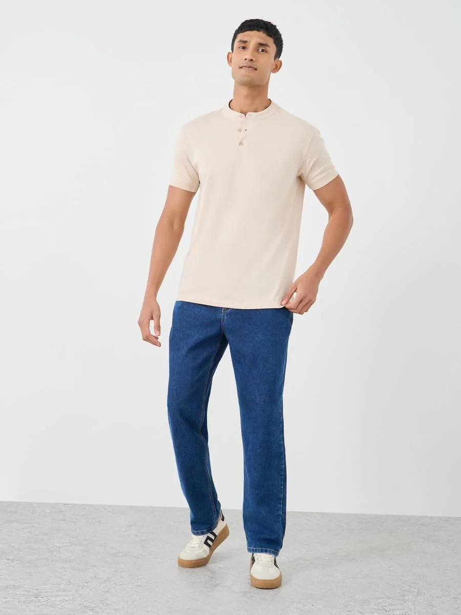 تی شرت پولو مردانه استایلی، یقه ماندارین، از جنس پنبه خالص