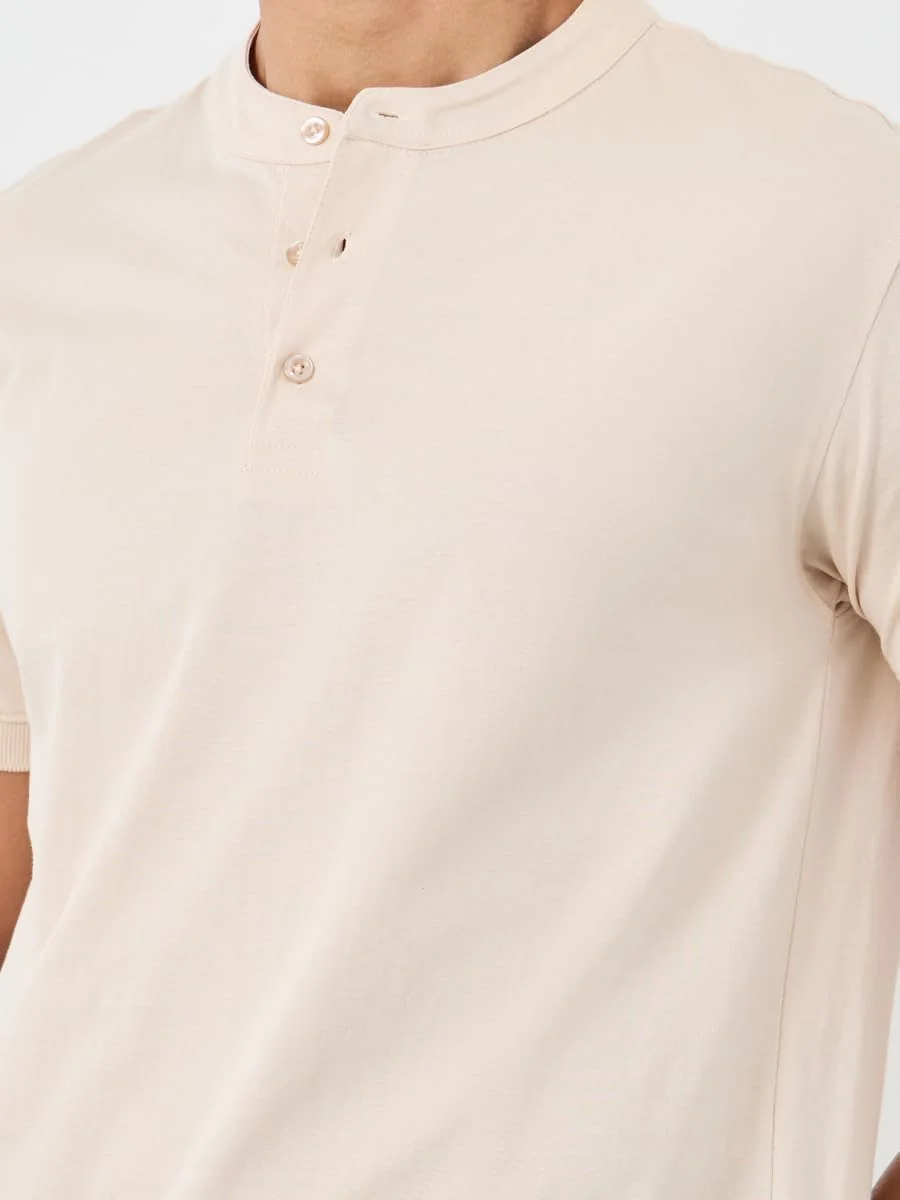 تی شرت پولو مردانه استایلی، یقه ماندارین، از جنس پنبه خالص