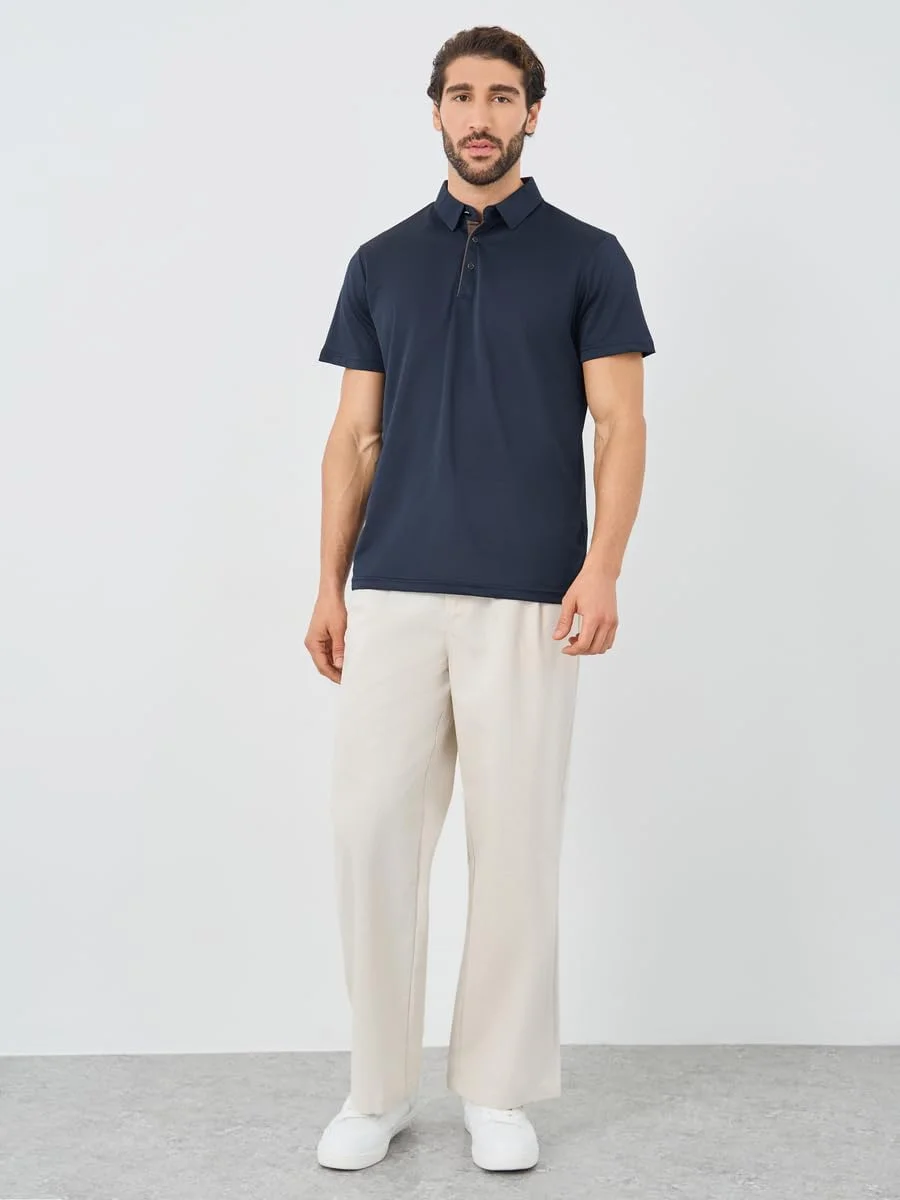 تی شرت پولو مردانه STYLI با یقه متضاد و تن خور معمولی